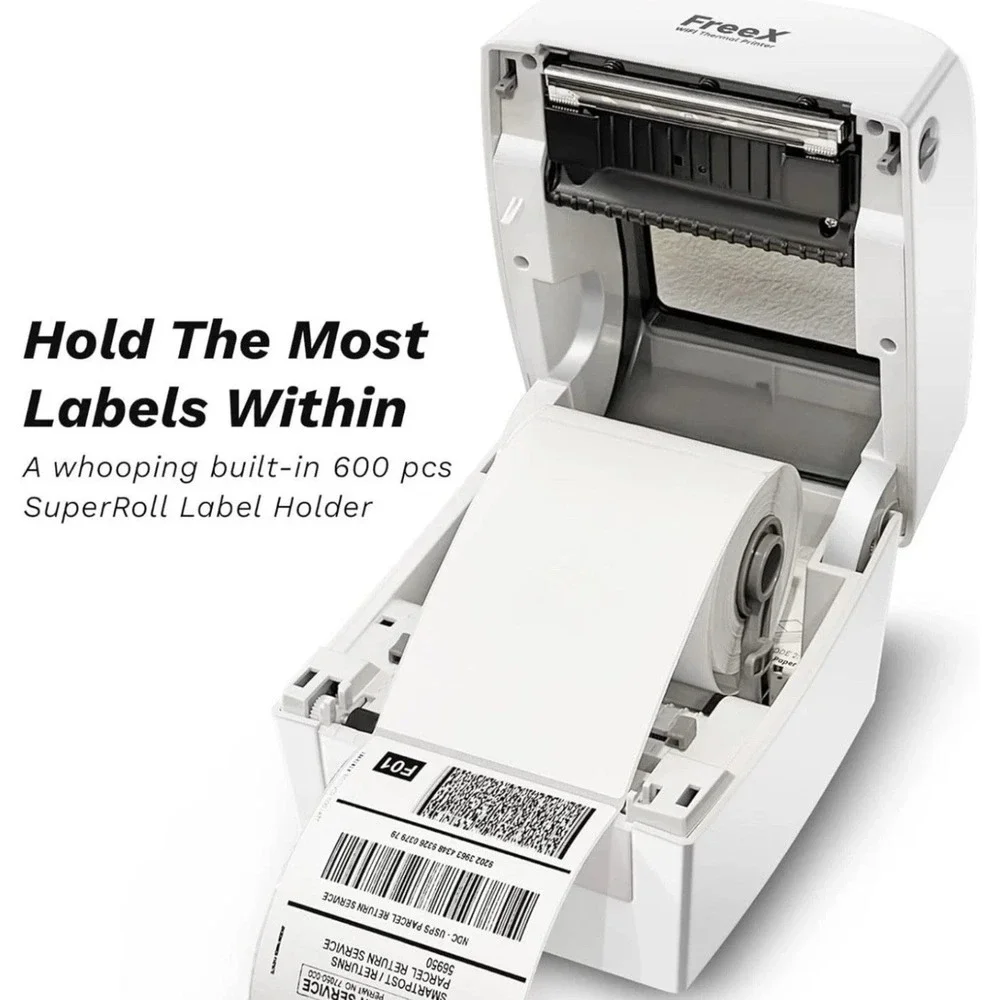 FreeX WiFi Thermal Printer for 4x6 Shipping Labels WiFi + USB Shadow White